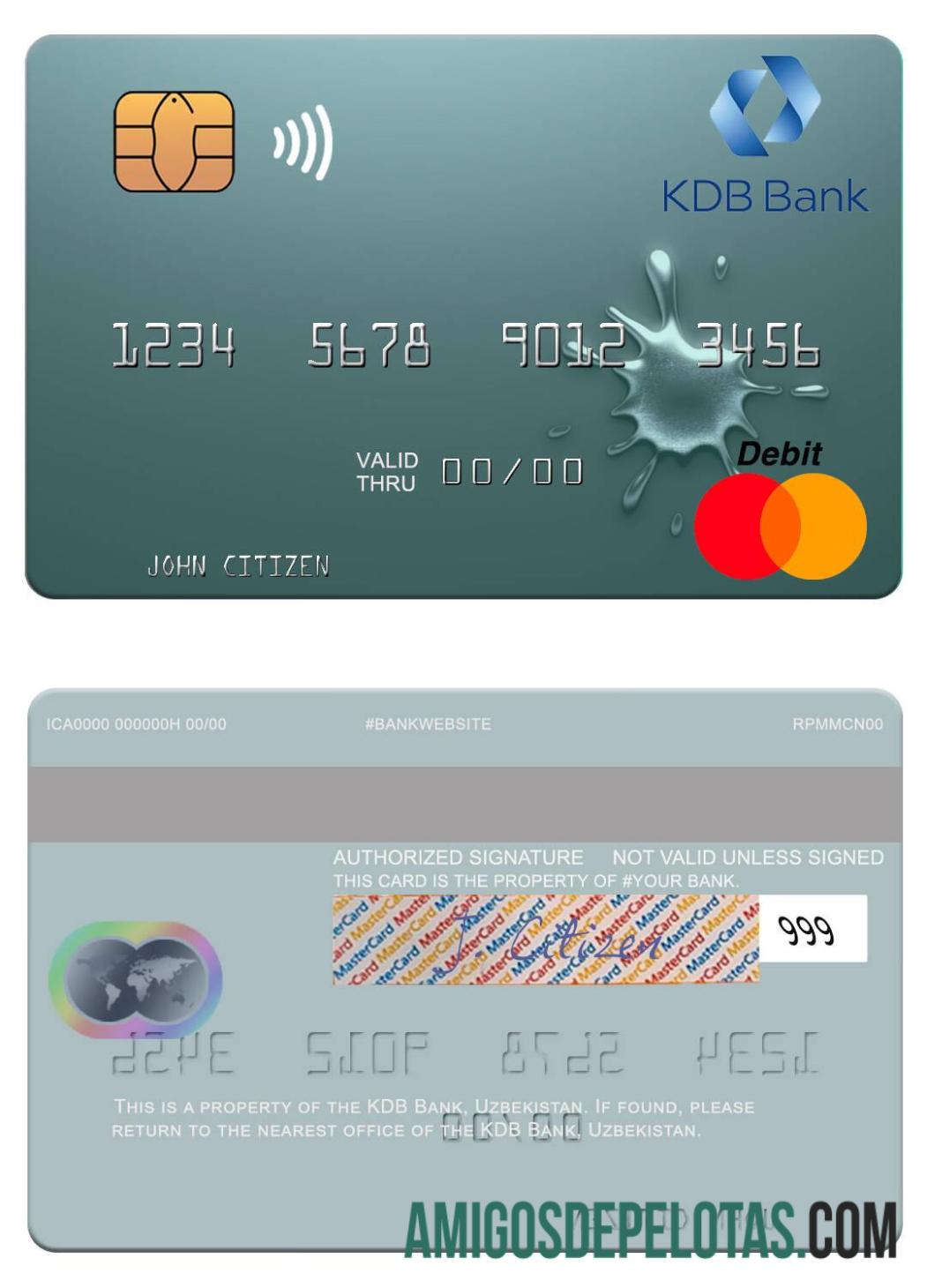 Uzbequistão KDB Bank Mastercard amostra